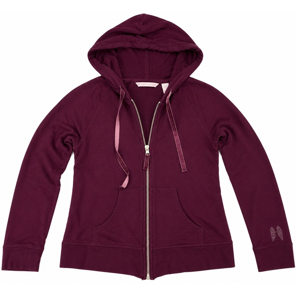 Victoria's Secret Burgundy Full Zip Hoodie S/P Y2K Logo